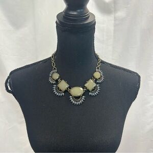 Mythologies green oval round square blue crystal rhinestone statement necklace